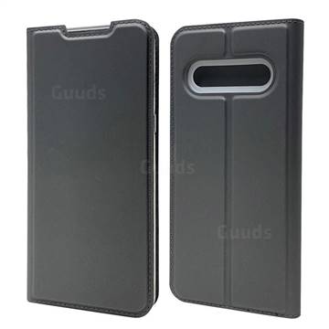 Ultra Slim Card Magnetic Automatic Suction Leather Wallet Case for LG V60 ThinQ 5G - Star Grey