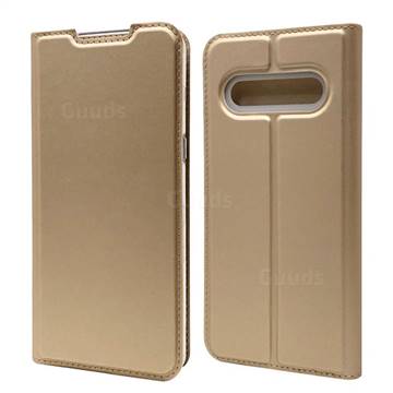 Ultra Slim Card Magnetic Automatic Suction Leather Wallet Case for LG V60 ThinQ 5G - Champagne