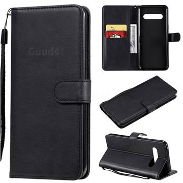 Retro Greek Classic Smooth PU Leather Wallet Phone Case for LG V60 ThinQ 5G - Black