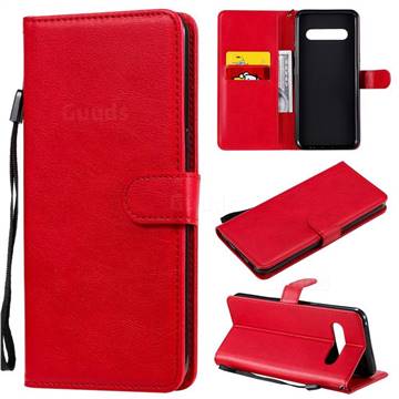 Retro Greek Classic Smooth PU Leather Wallet Phone Case for LG V60 ThinQ 5G - Red
