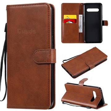 Retro Greek Classic Smooth PU Leather Wallet Phone Case for LG V60 ThinQ 5G - Brown