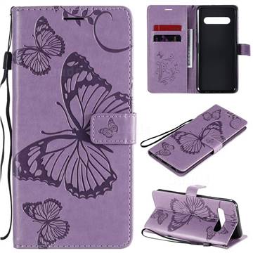 Embossing 3D Butterfly Leather Wallet Case for LG V60 ThinQ 5G - Purple