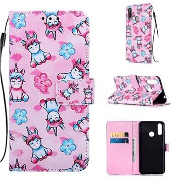 Unicorn and Flowers Matte Leather Wallet Phone Case for LG W30
