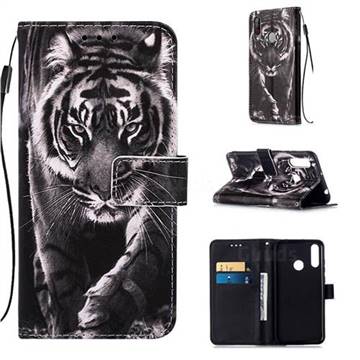 Black and White Tiger Matte Leather Wallet Phone Case for LG W30