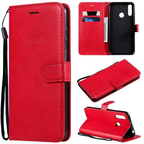 Retro Greek Classic Smooth PU Leather Wallet Phone Case for LG W30 - Red