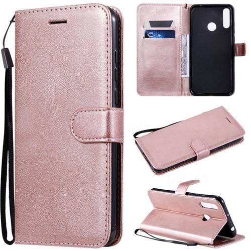 Retro Greek Classic Smooth PU Leather Wallet Phone Case for LG W30 - Rose Gold