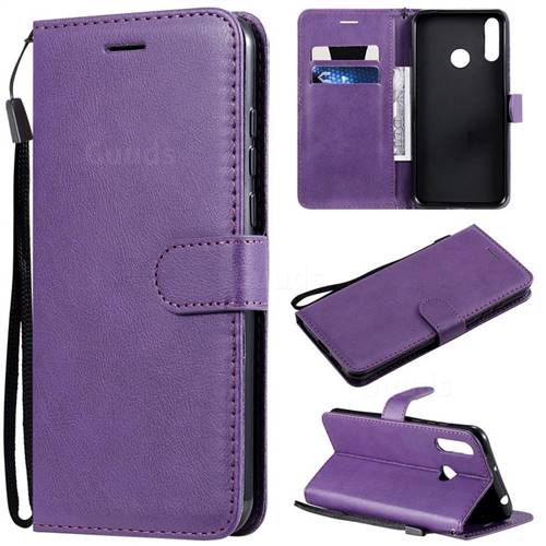 Retro Greek Classic Smooth PU Leather Wallet Phone Case for LG W30 - Purple
