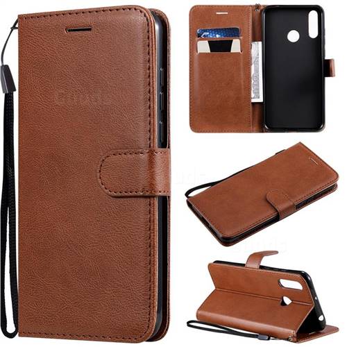 Retro Greek Classic Smooth PU Leather Wallet Phone Case for LG W30 - Brown