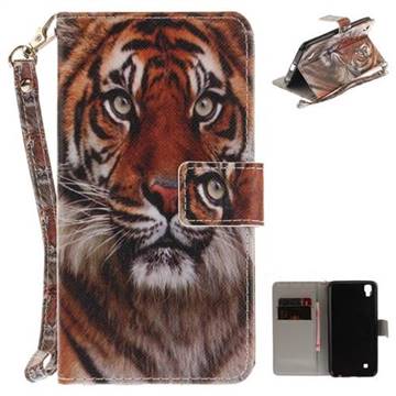Siberian Tiger Hand Strap Leather Wallet Case for LG X Power LS755 K220DS K220 US610 K450