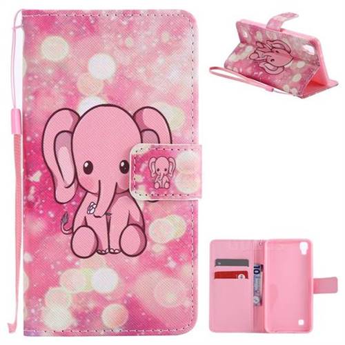 Pink Elephant PU Leather Wallet Case for LG X Power LS755 K220DS K220 US610 K450