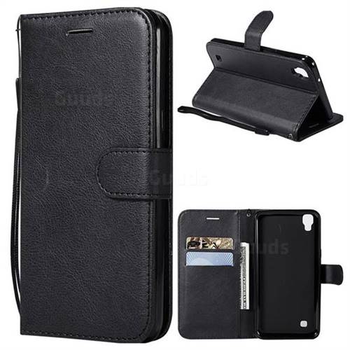 Retro Greek Classic Smooth PU Leather Wallet Phone Case for LG X Power LS755 K220DS K220 US610 K450 - Black
