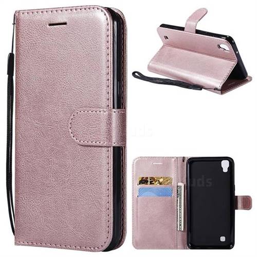 Retro Greek Classic Smooth PU Leather Wallet Phone Case for LG X Power LS755 K220DS K220 US610 K450 - Rose Gold
