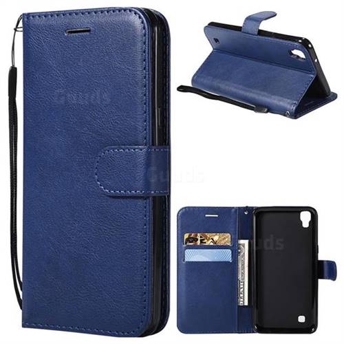 Retro Greek Classic Smooth PU Leather Wallet Phone Case for LG X Power LS755 K220DS K220 US610 K450 - Blue