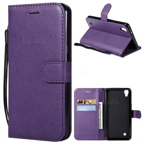 Retro Greek Classic Smooth PU Leather Wallet Phone Case for LG X Power LS755 K220DS K220 US610 K450 - Purple
