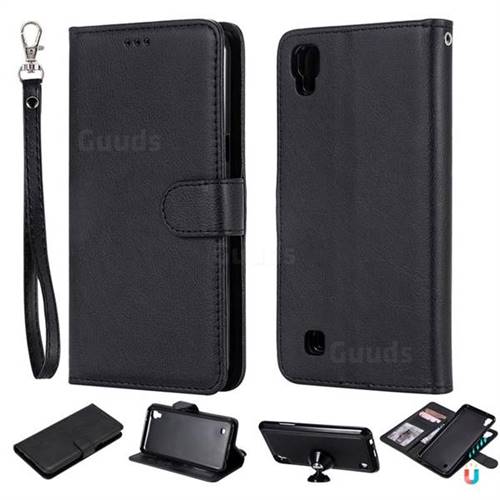 Retro Greek Detachable Magnetic PU Leather Wallet Phone Case for LG X Power LS755 K220DS K220 US610 K450 - Black