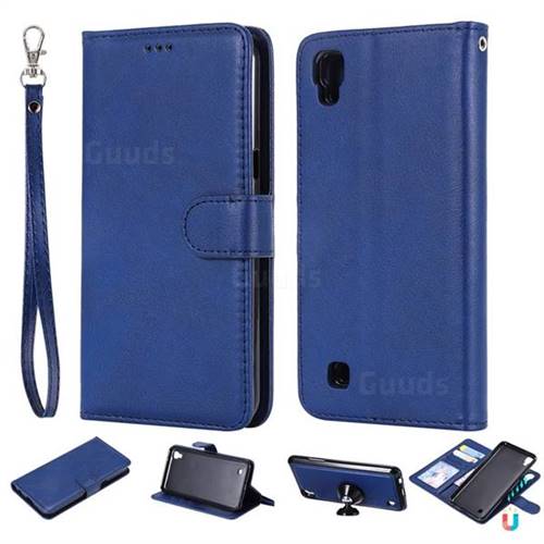 Retro Greek Detachable Magnetic PU Leather Wallet Phone Case for LG X Power LS755 K220DS K220 US610 K450 - Blue