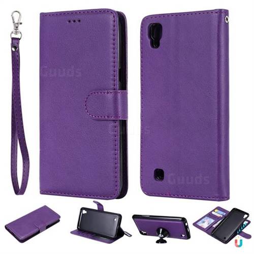 Retro Greek Detachable Magnetic PU Leather Wallet Phone Case for LG X Power LS755 K220DS K220 US610 K450 - Purple