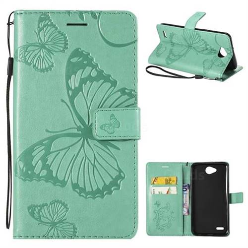 Embossing 3D Butterfly Leather Wallet Case for LG X Power2 - Green
