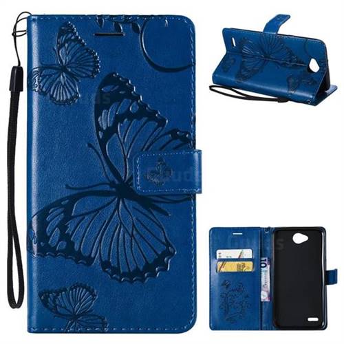 Embossing 3D Butterfly Leather Wallet Case for LG X Power2 - Blue