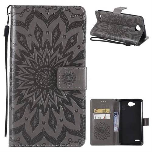 Embossing Sunflower Leather Wallet Case for LG X Power2 - Gray