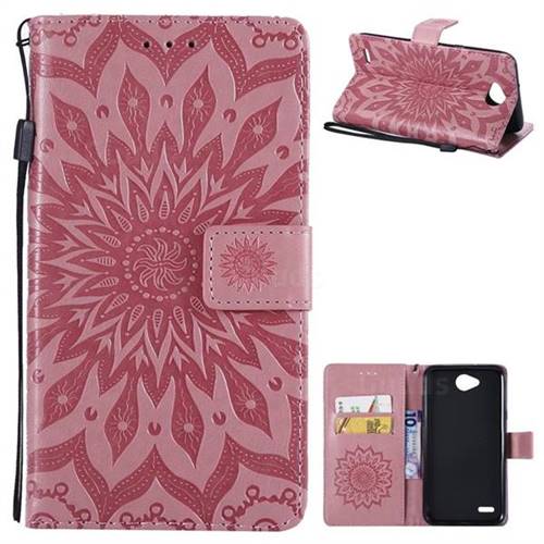 Embossing Sunflower Leather Wallet Case for LG X Power2 - Pink