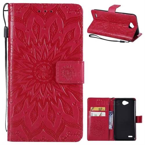 Embossing Sunflower Leather Wallet Case for LG X Power2 - Red