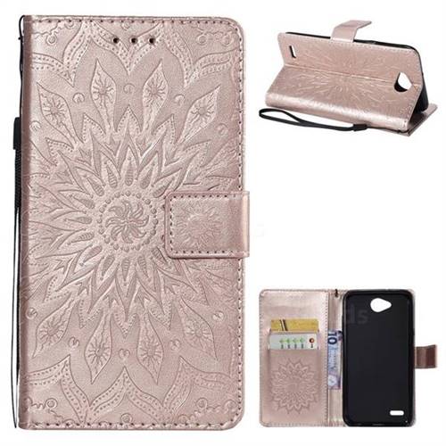 Embossing Sunflower Leather Wallet Case for LG X Power2 - Rose Gold
