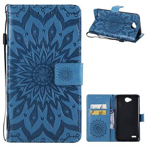 Embossing Sunflower Leather Wallet Case for LG X Power2 - Blue