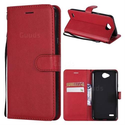 Retro Greek Classic Smooth PU Leather Wallet Phone Case for LG X Power2 - Red