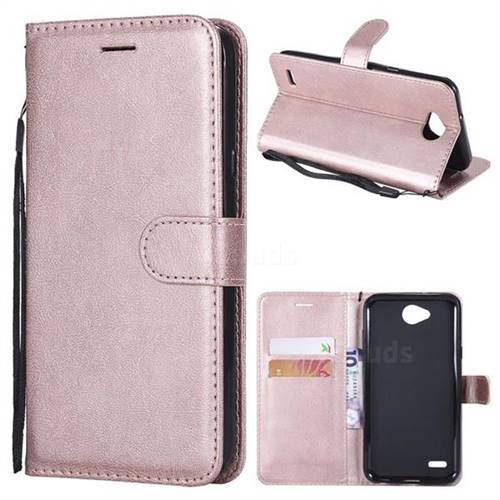 Retro Greek Classic Smooth PU Leather Wallet Phone Case for LG X Power2 - Rose Gold