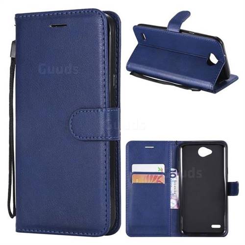 Retro Greek Classic Smooth PU Leather Wallet Phone Case for LG X Power2 - Blue