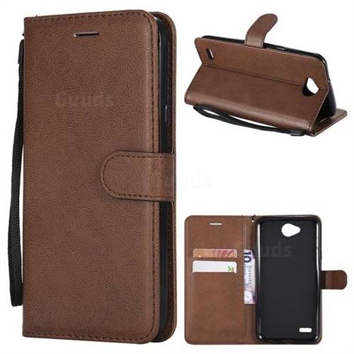 Retro Greek Classic Smooth PU Leather Wallet Phone Case for LG X Power2 - Brown