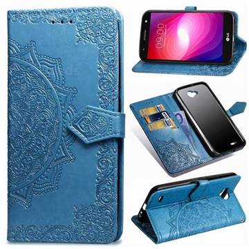Embossing Imprint Mandala Flower Leather Wallet Case for LG X Power2 - Blue