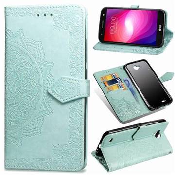 Embossing Imprint Mandala Flower Leather Wallet Case for LG X Power2 - Green