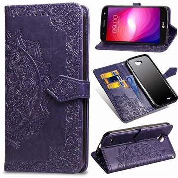 Embossing Imprint Mandala Flower Leather Wallet Case for LG X Power2 - Purple