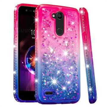 Diamond Frame Liquid Glitter Quicksand Sequins Phone Case for LG X Power 3 - Pink Blue