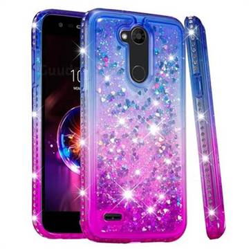 Diamond Frame Liquid Glitter Quicksand Sequins Phone Case for LG X Power 3 - Blue Purple