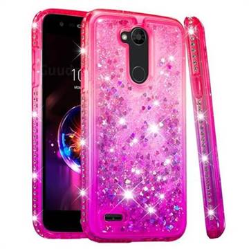 Diamond Frame Liquid Glitter Quicksand Sequins Phone Case for LG X Power 3 - Pink Purple