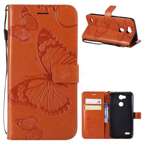 Embossing 3D Butterfly Leather Wallet Case for LG X Power 3 - Orange