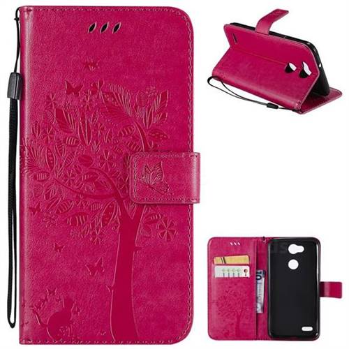 Embossing Butterfly Tree Leather Wallet Case for LG X Power 3 - Rose