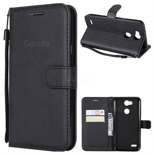 Retro Greek Classic Smooth PU Leather Wallet Phone Case for LG X Power 3 - Black
