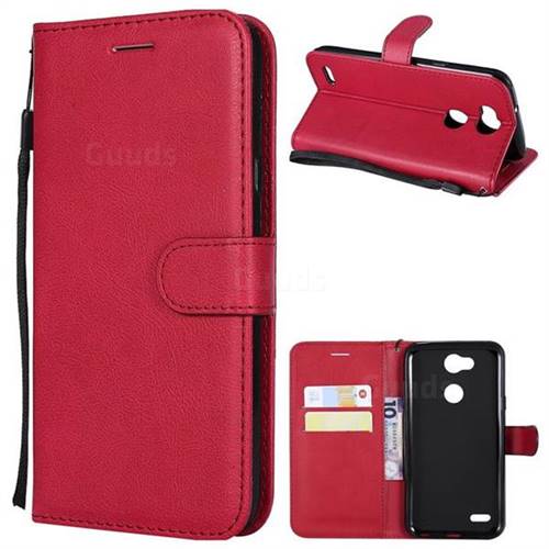 Retro Greek Classic Smooth PU Leather Wallet Phone Case for LG X Power 3 - Red