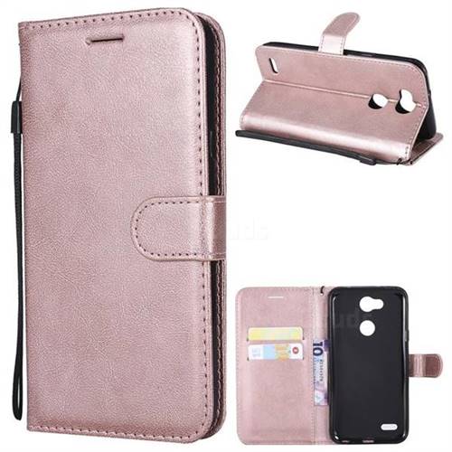 Retro Greek Classic Smooth PU Leather Wallet Phone Case for LG X Power 3 - Rose Gold