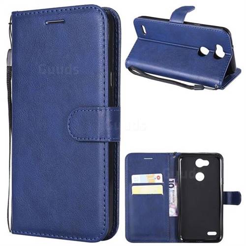 Retro Greek Classic Smooth PU Leather Wallet Phone Case for LG X Power 3 - Blue