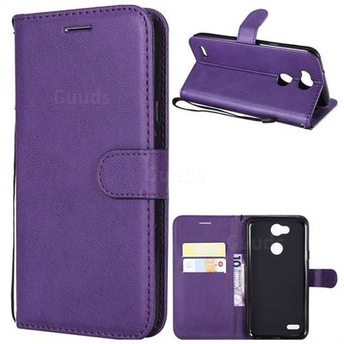 Retro Greek Classic Smooth PU Leather Wallet Phone Case for LG X Power 3 - Purple