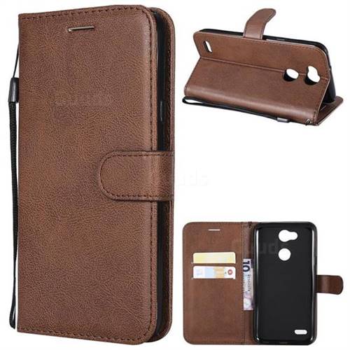 Retro Greek Classic Smooth PU Leather Wallet Phone Case for LG X Power 3 - Brown