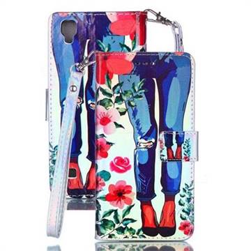 Jeans Flower Blue Ray Light PU Leather Wallet Case for LG X Style K200DS LGK200DSK L56VL