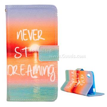Never Stop Dreaming Leather Flip Cover for Sony Xperia M4 Aqua E2303 E2333 E2353