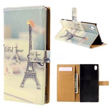 Eiffel Tower Leather Wallet Case for Sony Xperia M4 Aqua E2303 E2333 E2353