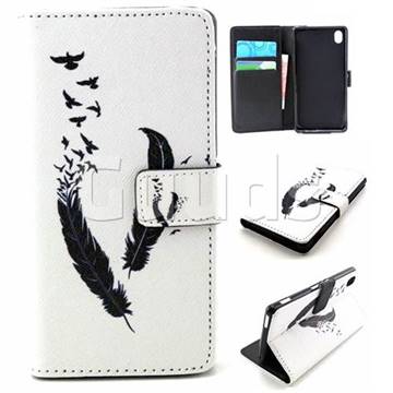 Feather Geese Leather Wallet Case for Sony Xperia M4 Aqua E2303 E2333 E2353